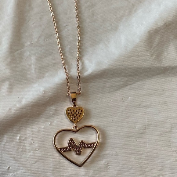 Pink Heartbeat Love Necklace Rose Gold - Picture 8 of 8